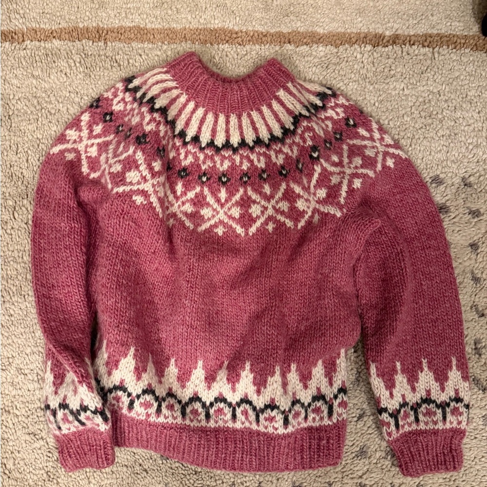 Vintage 100/% wool fairisle pink sweater